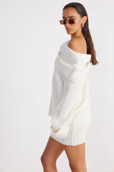 SNDYS Brooks Off Shoulder Jumper White